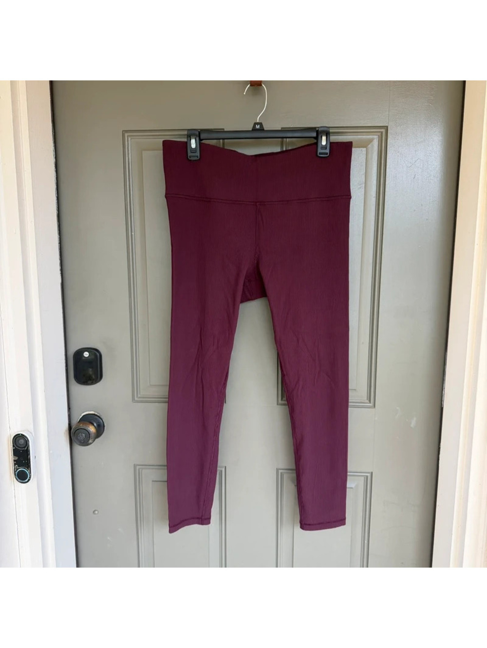 Athleta Elation Rib Tight Leggings Burgundy Maroon Women's Size XL 25" Inseam
